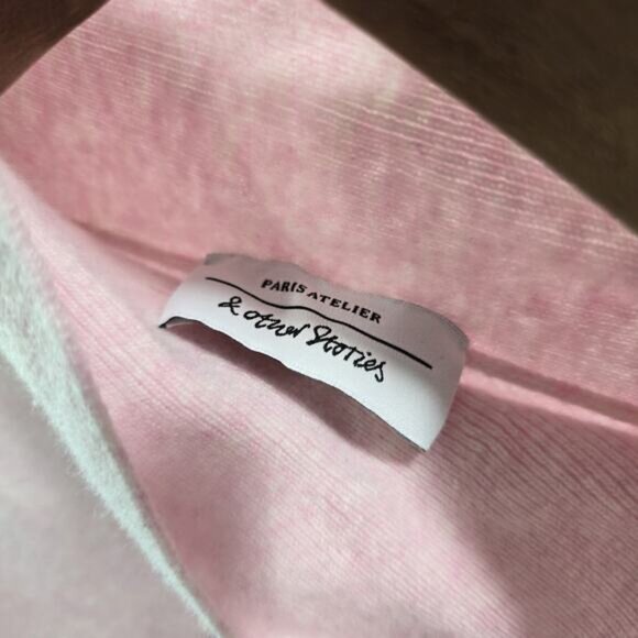 & Other Stories Sweater Women Medium Pink Tie Neck Merino Wool Balloon - Picture 3 of 11